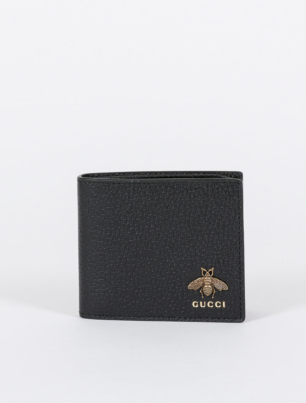 Black Leather Animalier Zip Around Wallet