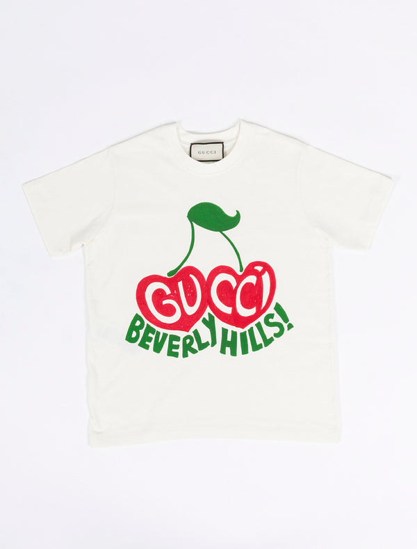 "Beverly Hills" cherry print T-shirt