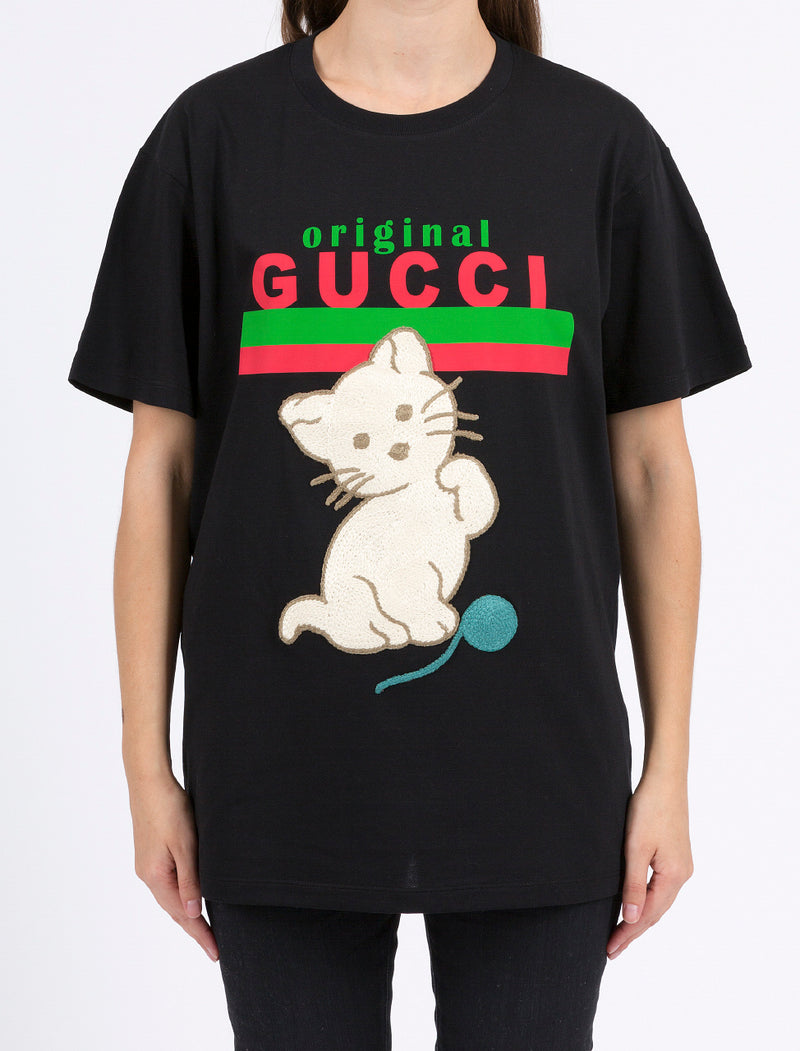 Camiseta extragrande Original Gucci y gatito